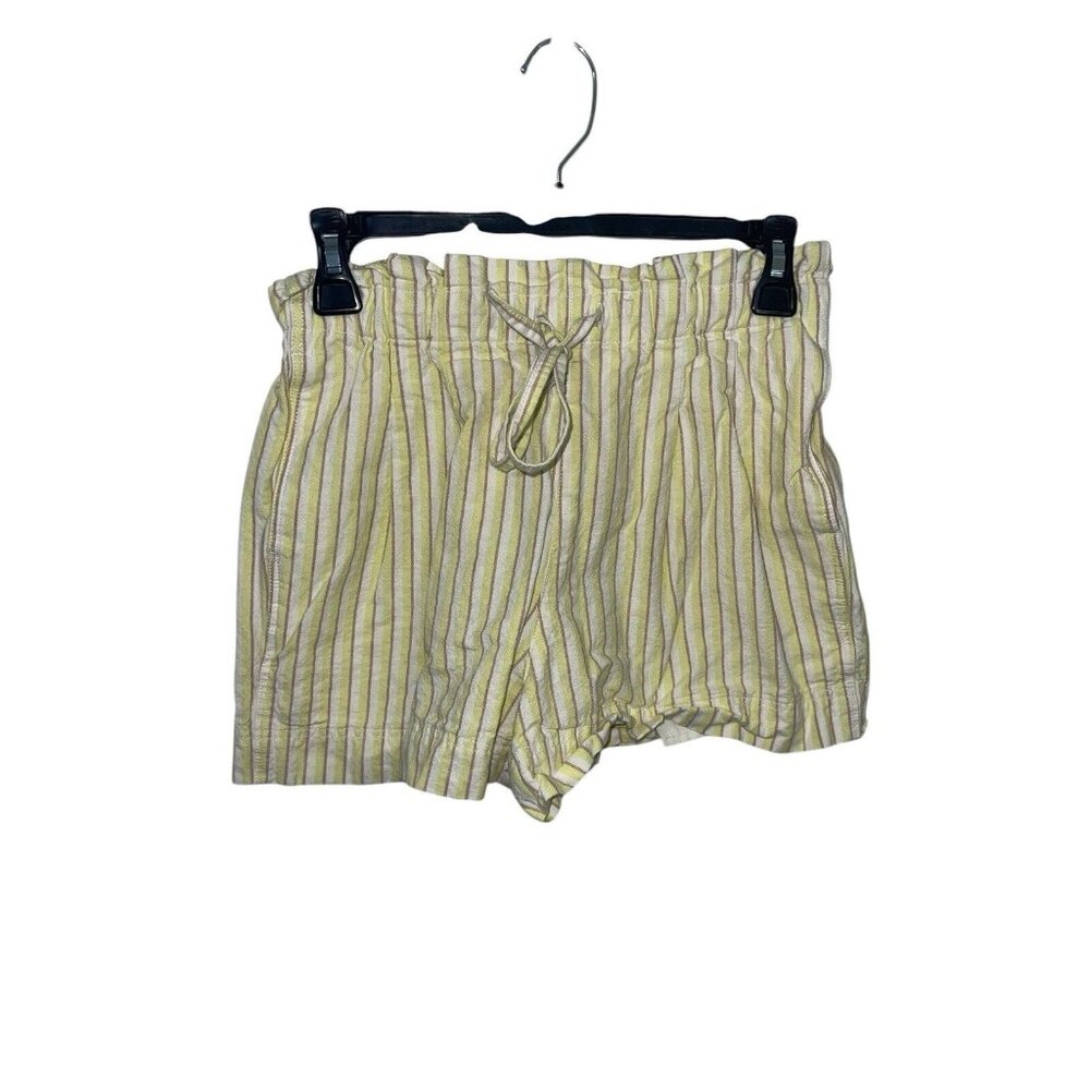 UNIQLO Women's Size XS Striped Cotton Linen Blend Shorts READ